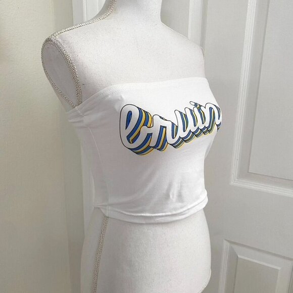 UCLA Bruins Tube Top School Spirit Wear Rally Football Size Medium White B1 - Picture 2 of 6
